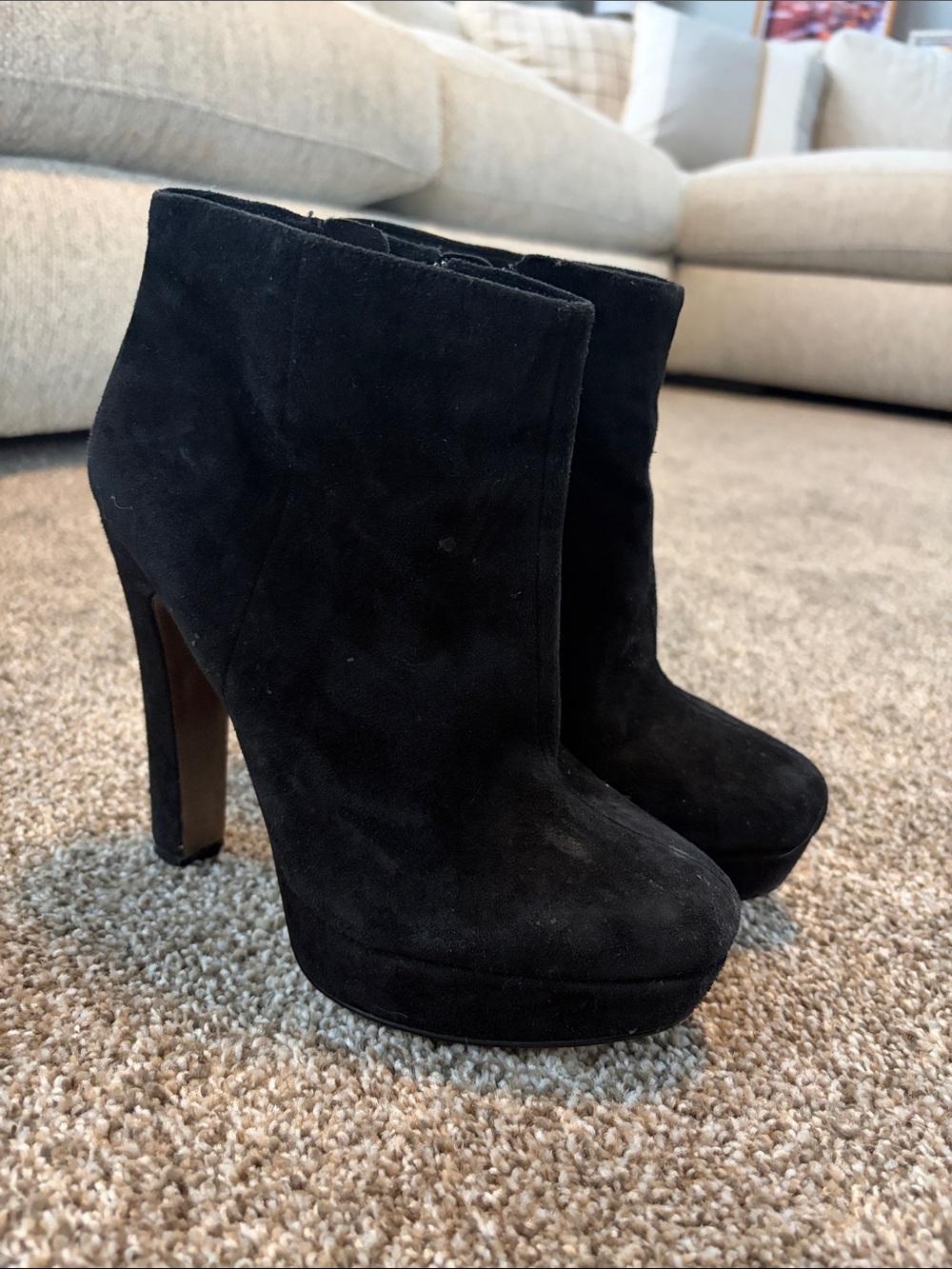 BCBGeneration Black Suede Platform Ankle Booties